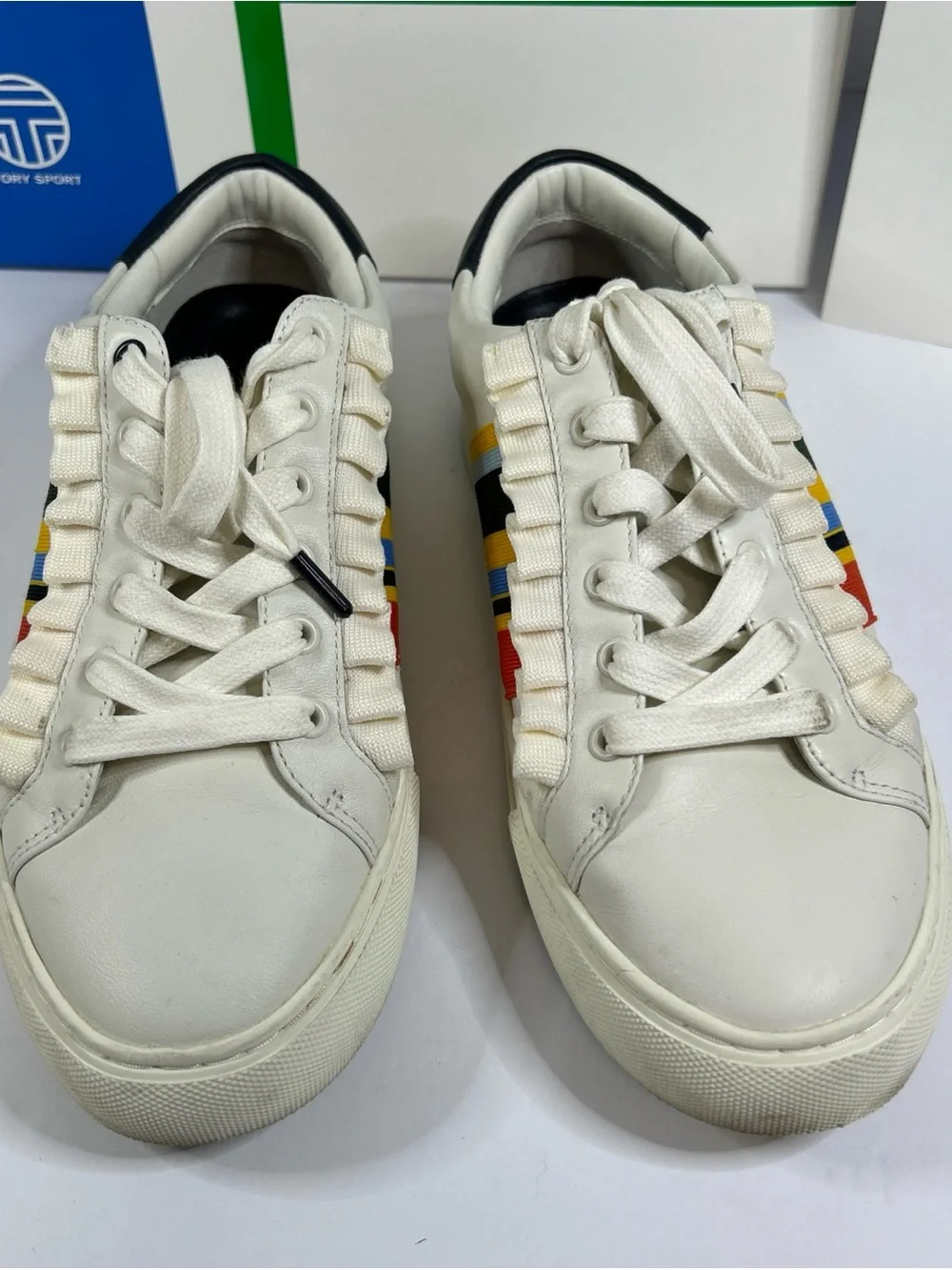 Tory Burch Sport ruffle 8.5 sneakers ruffles striped